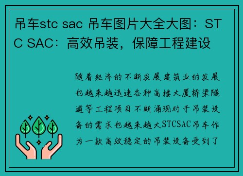 吊车stc sac 吊车图片大全大图：STC SAC：高效吊装，保障工程建设